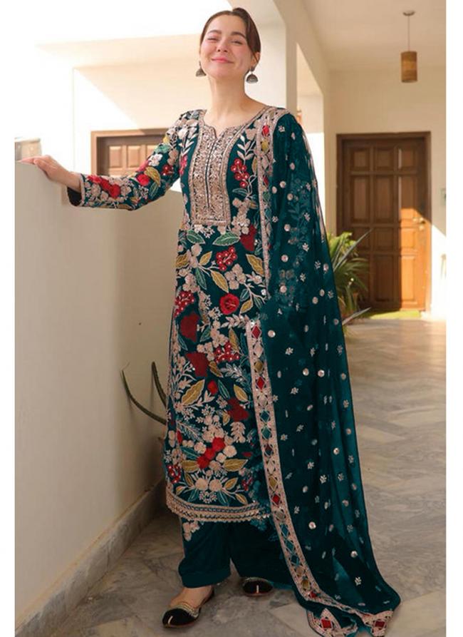Faux Georgette Rama Party Wear Embroidery Work Pakistani Suit